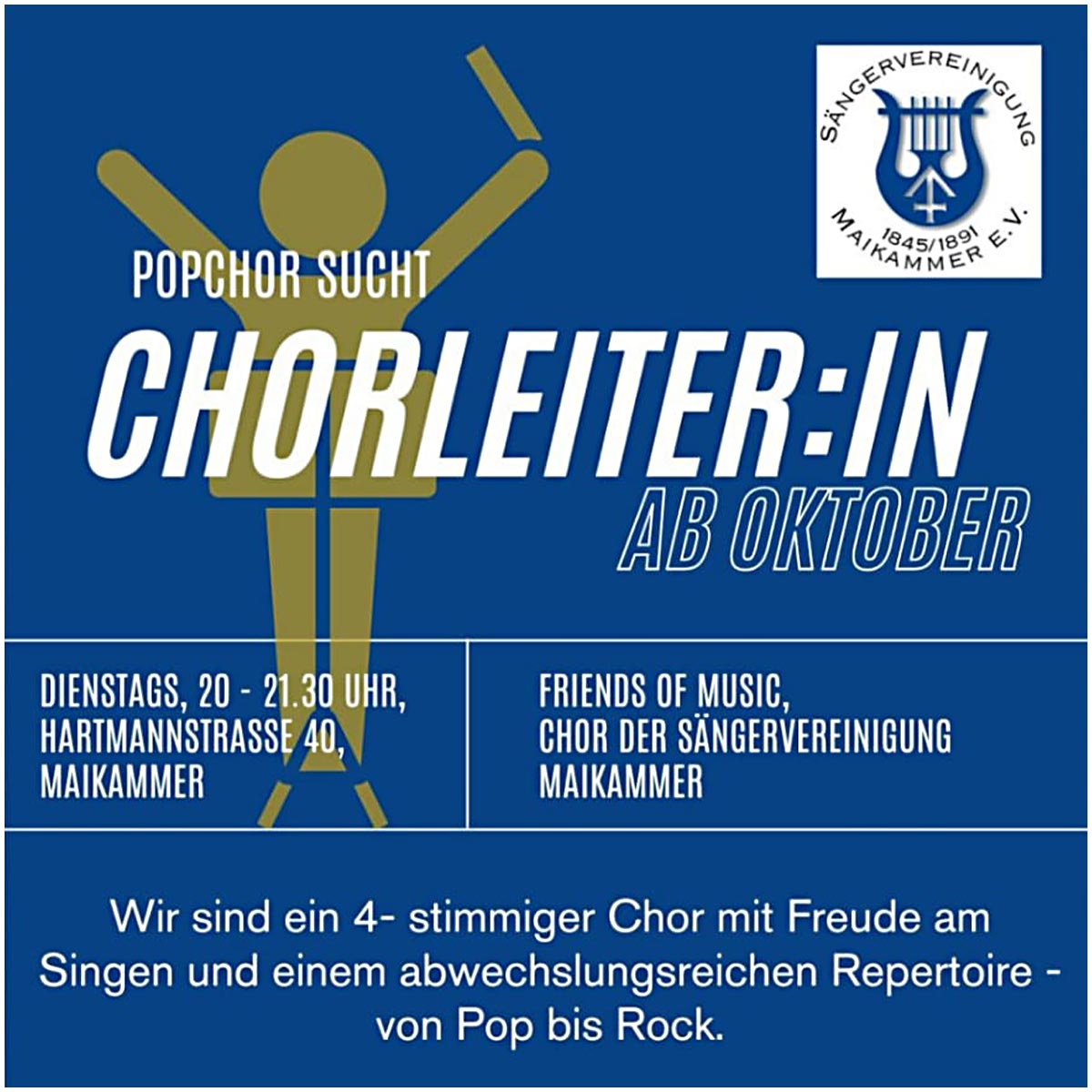 POPCHOR sucht Chorleiter:in